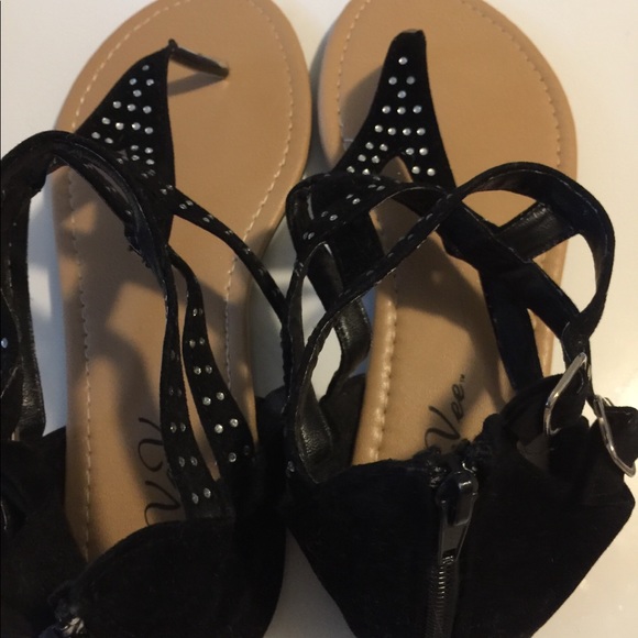Black Rhinestone Sandals - Picture 3 of 5